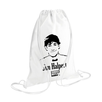 The office Jim Halpert, Τσάντα πλάτης πουγκί GYMBAG λευκή (28x40cm)