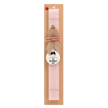 The office Jim Halpert, Easter Set, wooden keychain & scented flat Easter candle (30cm) (PINK)
