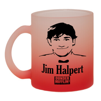 The office Jim Halpert, Κούπα γυάλινη δίχρωμη με βάση το κόκκινο ματ, 330ml
