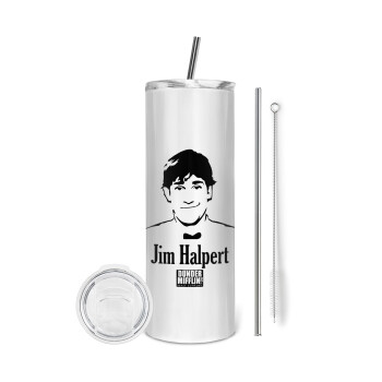 The office Jim Halpert, Eco friendly stainless steel tumbler 600ml, with metal straw & cleaning brush