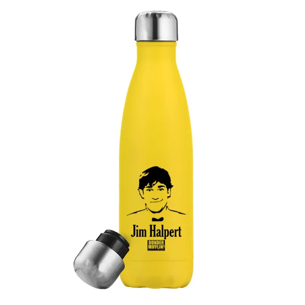 The office Jim Halpert — Yellow Stainless Steel Metallic Thermos, double-walled, 500ml