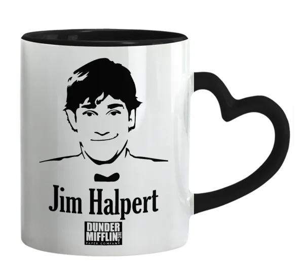 The office Jim Halpert — Mug heart black handle, ceramic, 330ml