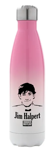 The office Jim Halpert — Metal mug thermos Pink/White (Stainless steel), double wall, 500ml