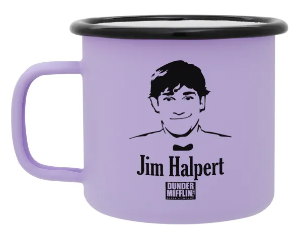The office Jim Halpert — Metal enamel mug, matte light pastel purple, 360ml