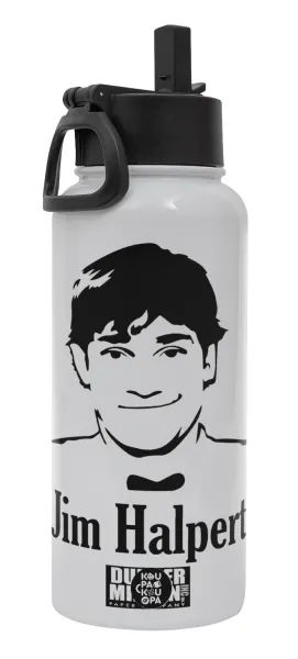 The office Jim Halpert — Metal mug thermo White with Straw and Spout Lid (Stainless steel), double wall, 950ml