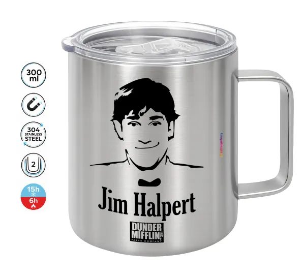 The office Jim Halpert — Double-walled stainless steel mug 300ml with temperature-retaining lid