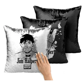 The office Jim Halpert, Μαξιλάρι καναπέ Μαγικό Μαύρο με πούλιες 40x40cm περιέχεται το γέμισμα