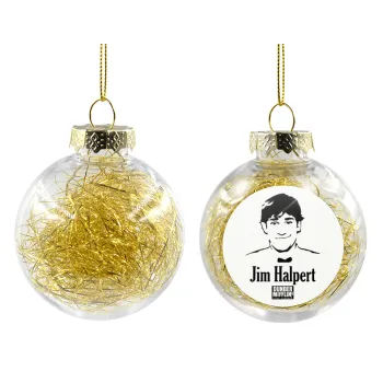 The office Jim Halpert, Transparent Christmas tree ball ornament with gold filling 8cm