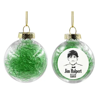 The office Jim Halpert, Transparent Christmas tree ball ornament with green filling 8cm