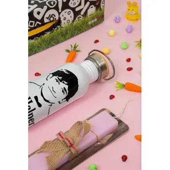 The office Jim Halpert, Πασχαλινή Λαμπάδα με παγούρι μεταλλικό (620ml, stainless steel) & κερί αρωματικό πλακέ (30cm) (ΡΟΖ)