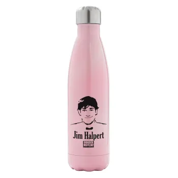 The office Jim Halpert, Metal mug thermos Pink Iridiscent (Stainless steel), double wall, 500ml