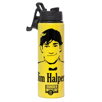 The office Jim Halpert, Μεταλλικό παγούρι νερού με καπάκι ασφαλείας, αλουμινίου 850ml