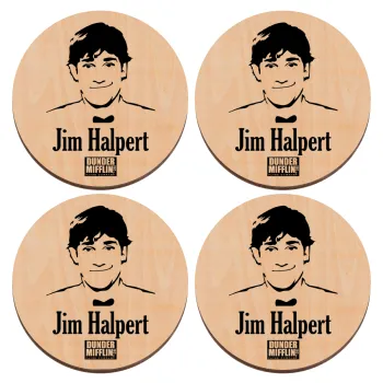 The office Jim Halpert, ΣΕΤ x4 Σουβέρ ξύλινα στρογγυλά plywood (9cm)
