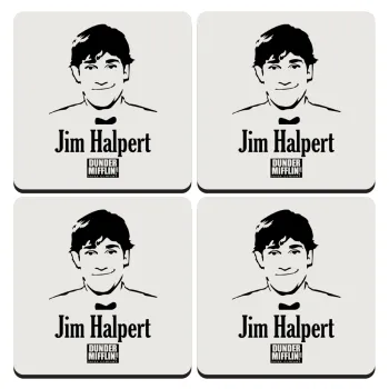The office Jim Halpert, ΣΕΤ 4 Σουβέρ ξύλινα τετράγωνα (9cm)