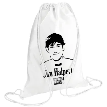 The office Jim Halpert, Τσάντα πλάτης πουγκί GYMBAG λευκή (28x40cm)