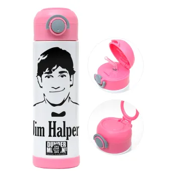 The office Jim Halpert, Children's hot water bottle, stainless steel, with safety straw, PINK (500ml)