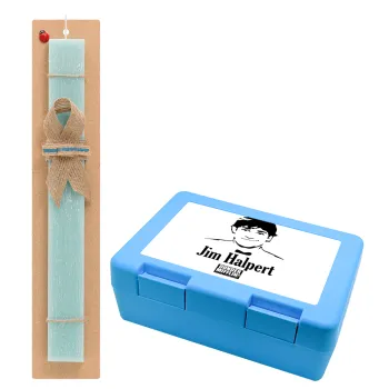 The office Jim Halpert, Easter Set, children's snack container BLUE & Easter aromatic flat candle (30cm) (TURQUOISE)
