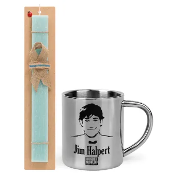 The office Jim Halpert, Easter Set, metallic thermal cup (300ml) & aromatic flat Easter candle (30cm) (TURQUOISE)