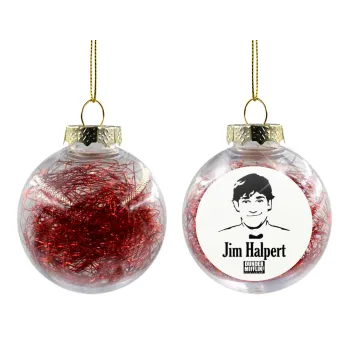 The office Jim Halpert, Transparent Christmas tree ball ornament with red filling 8cm