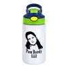 The office Pam Beesly, Children's hot water bottle, stainless steel, with safety straw, green, blue (350ml)