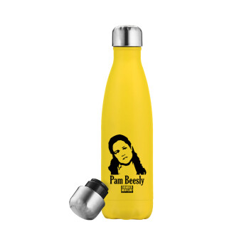 The office Pam Beesly, Μεταλλικό παγούρι θερμός Κίτρινος (Stainless steel), διπλού τοιχώματος, 500ml