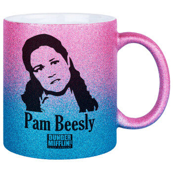 The office Pam Beesly, Κούπα Χρυσή/Μπλε Glitter, κεραμική, 330ml