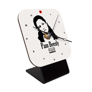 The office Pam Beesly, Επιτραπέζιο ρολόι ξύλινο με δείκτες (10cm)
