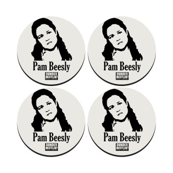 The office Pam Beesly, SET of 4 round wooden coasters (9cm)