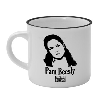 The office Pam Beesly, Κούπα κεραμική vintage Λευκή/Μαύρη 230ml