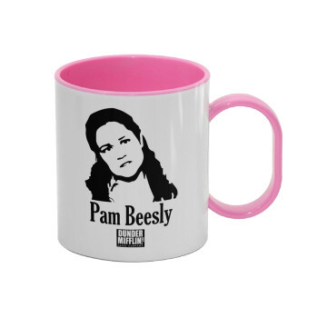 The office Pam Beesly, Κούπα (πλαστική) (BPA-FREE) Polymer Ροζ για παιδιά, 330ml