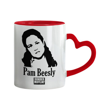 The office Pam Beesly, Κούπα καρδιά χερούλι κόκκινη, κεραμική, 330ml