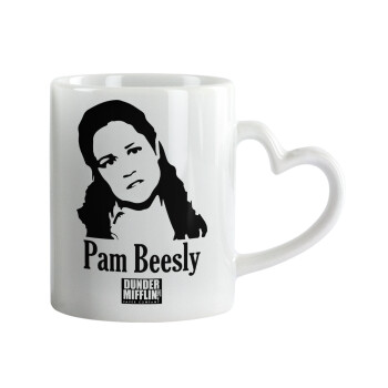 The office Pam Beesly, Κούπα καρδιά χερούλι λευκή, κεραμική, 330ml