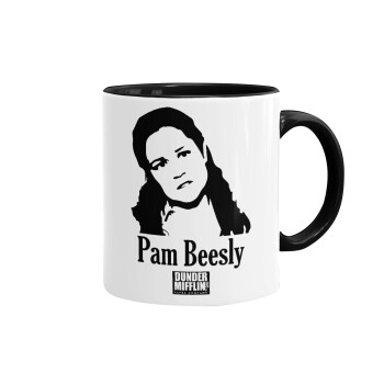 The office Pam Beesly, Κούπα χρωματιστή μαύρη, κεραμική, 330ml