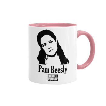The office Pam Beesly, Κούπα χρωματιστή ροζ, κεραμική, 330ml