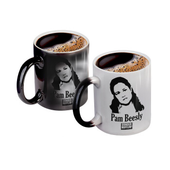 The office Pam Beesly, Color changing magic Mug, ceramic, 330ml when adding hot liquid inside, the black colour desappears (1 pcs)