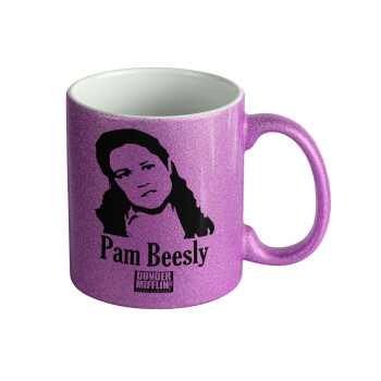 The office Pam Beesly, Κούπα Μωβ Glitter που γυαλίζει, κεραμική, 330ml