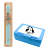 Easter Set, children's snack container BLUE & Easter aromatic flat candle (30cm) (TURQUOISE)