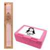 Easter Set, children's snack container PINK & scented flat Easter candle (30cm) (PINK)