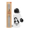 Easter Set, metallic aluminum water bottle (500ml) & aromatic flat Easter candle (30cm) (GRAY)
