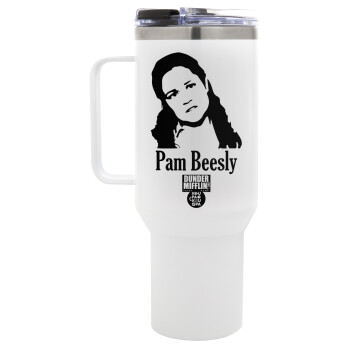 The office Pam Beesly, Mega Stainless steel Tumbler with lid, double wall 1,2L
