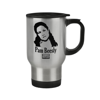 The office Pam Beesly, Stainless steel travel mug with lid, double wall 450ml