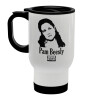 The office Pam Beesly, Stainless steel travel mug with lid, double wall (warm) white 450ml