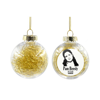 The office Pam Beesly, Χριστουγεννιάτικη μπάλα δένδρου διάφανη με χρυσό γέμισμα 8cm