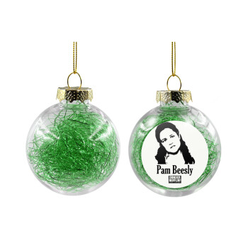 The office Pam Beesly, Χριστουγεννιάτικη μπάλα δένδρου διάφανη με πράσινο γέμισμα 8cm