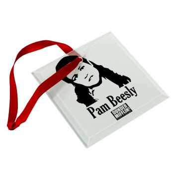 The office Pam Beesly, Christmas ornament, glass square ornament 9x9cm