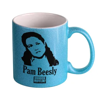 The office Pam Beesly, Κούπα Σιέλ Glitter που γυαλίζει, κεραμική, 330ml