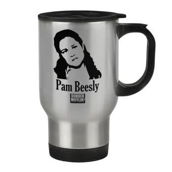 The office Pam Beesly, Κούπα ταξιδιού ανοξείδωτη με καπάκι, διπλού τοιχώματος (θερμό) 450ml