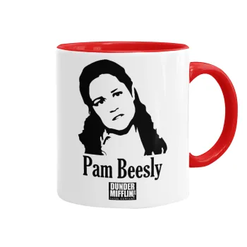 The office Pam Beesly, Κούπα χρωματιστή κόκκινη, κεραμική, 330ml