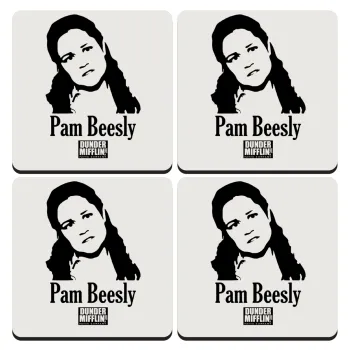 The office Pam Beesly, ΣΕΤ 4 Σουβέρ ξύλινα τετράγωνα (9cm)