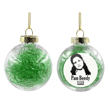The office Pam Beesly, Transparent Christmas tree ball ornament with green filling 8cm